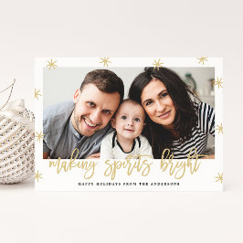 Modern Making Spirits Bright Gold Script Foto Feiertagskarte