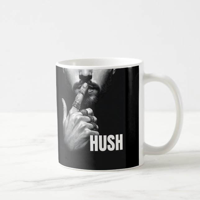 Modern Man Shushing Gesture HUSH Graphic Kaffeetasse (Rechts)