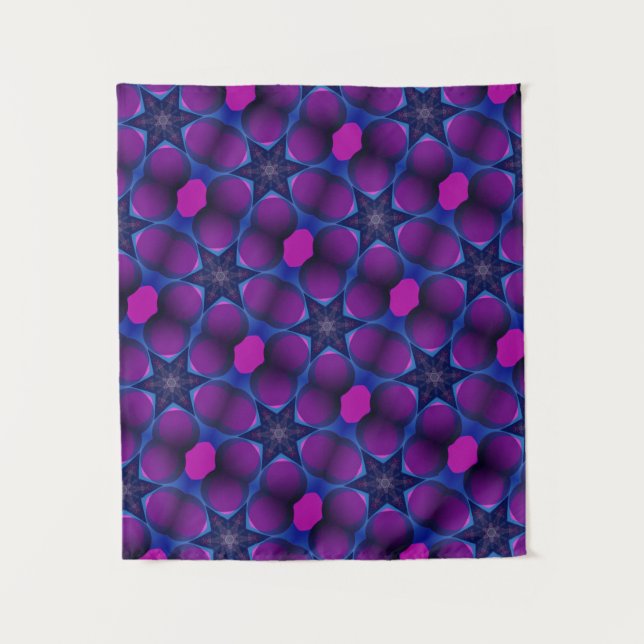 MODERN Mandala COLOR BLUE PINK STAR TAPESTRY Wandteppich (Vorderseite)