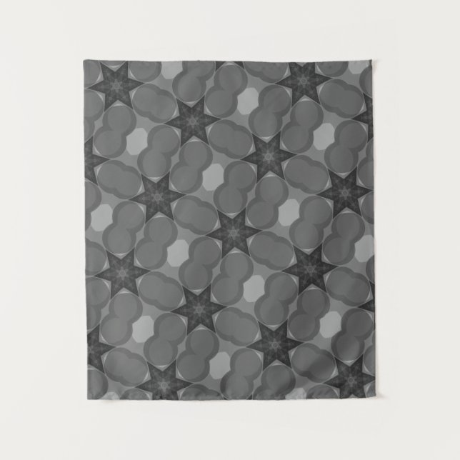 MODERN Mandala FARBE SCHWARZE GRAUER STAR TAPESTRI Wandteppich (Vorderseite)