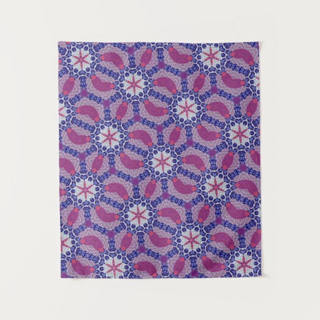 MODERN Mandala FARBE SCHWARZE PINK ROSE TAPESTRIE Wandteppich (Vorderseite)