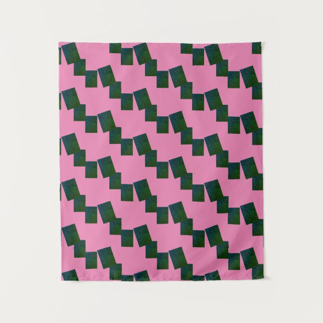MODERN Mandala LINES - PINK - BLAU-GREEN Tapestry Wandteppich (Vorderseite)