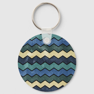 Modern Manly Blue Chevrons Schlüsselanhänger