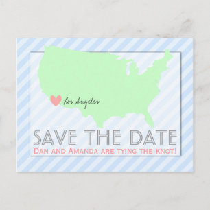 Modern Map Save the Date Postcard Ankündigungspostkarte