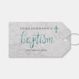 Modern marble Blue Baptisse Tags Geschenkanhänger