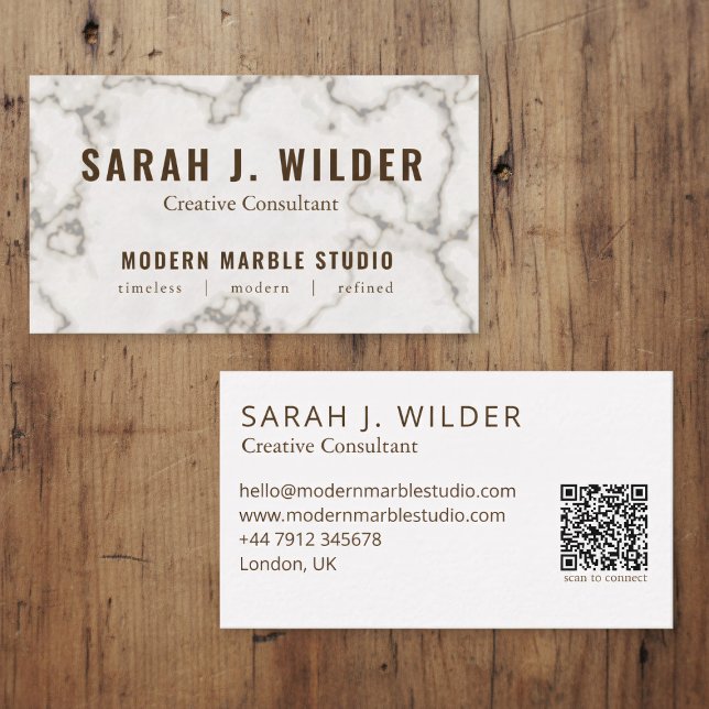 Modern Marble Creative Consultant Business Card Visitenkarte (Add your details to this modern marble business card)