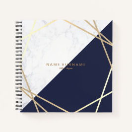 Modern Marble Geometric Muster Gold Midnight Blue Notizbuch