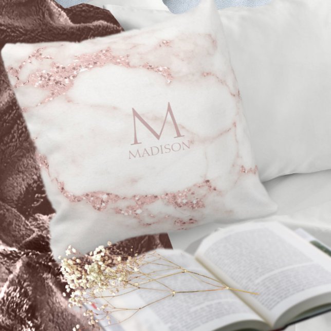 Modern Marble Glitter Monogram Rose Gold ID816 Kissen (Von Creator hochgeladen)