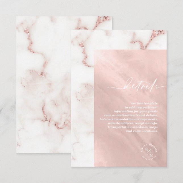 Modern Marble Glitzer Details Rose Gold ID816 Begleitkarte (Vorne/Hinten)