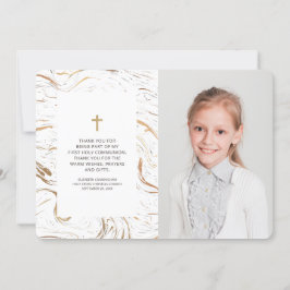 Modern Marble Gold Cross Foto Community Vielen Dan Dankeskarte