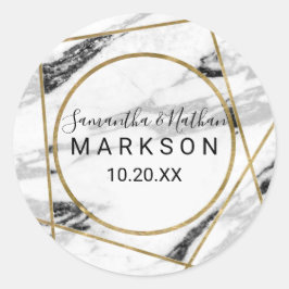 Modern Marble Gold Geometric Template Runder Aufkleber