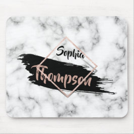 Modern Marble Paint Stroke Glitzer Name Mousepad