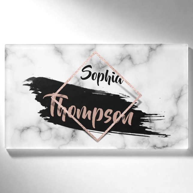Modern Marble Paint Stroke Name - Name Tag Namenschild (Vorderseite)