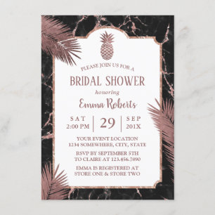 Modern Marble & Rose Gold Ananas Brautparty Einladung