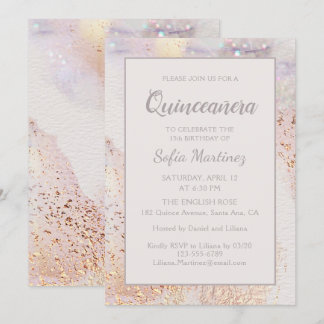 Modern Marble Sparkle | Quinceañera Einladung