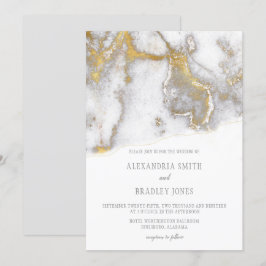 Modern Marbled Gray and Gold Hochzeit Einladung| Einladung