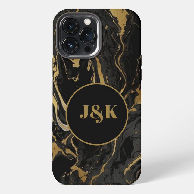 Modern marbled Initial Mit Monogramm iPhone 13 Pro Max Hülle (Rückseite)