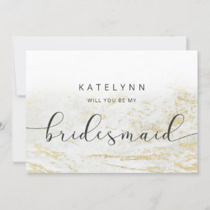 Modern Marbour White Bridesmaid Vorschlag Card