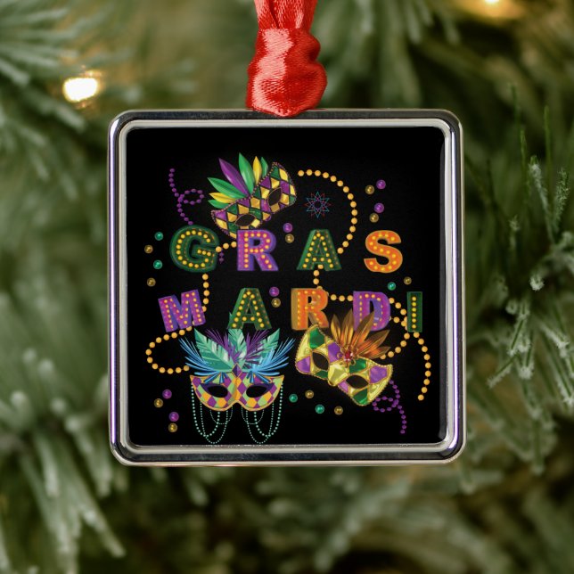 Modern Mardi Gras Ornament Aus Metall (Baum)
