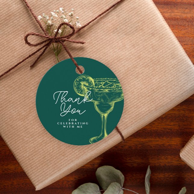 Modern Margarita Fiesta Green Geburtstagspartei Geschenkanhänger (Von Creator hochgeladen)
