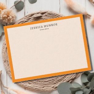 Modern Marmalade Orange Border Personalisiert Mitteilungskarte