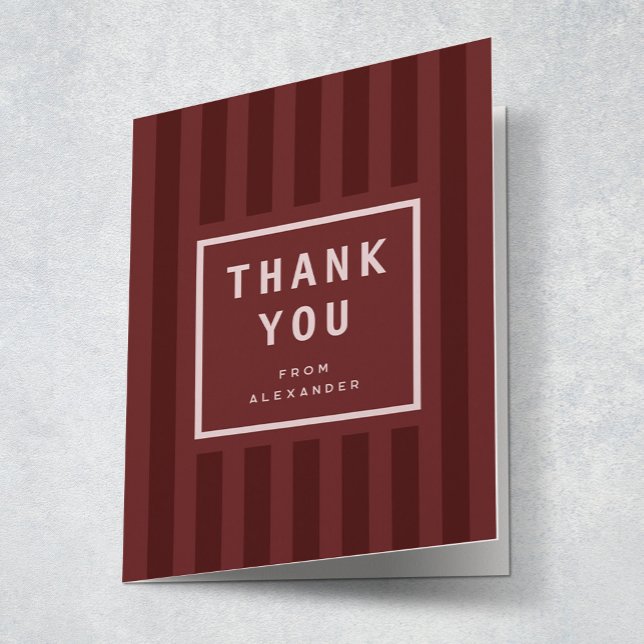 Modern Maroon Stripes Graduation Thank You Dankeskarte (Von Creator hochgeladen)