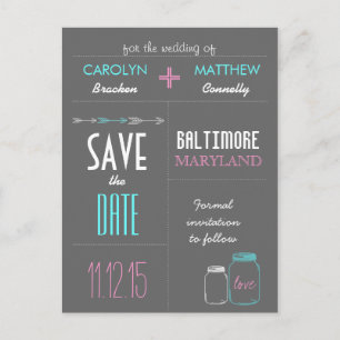 Modern Masonjar   Pfeilgraue Save the Date-Karte Ankündigungspostkarte