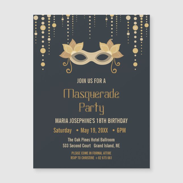 Modern Masquerade Geburtstagsparty Einladung (Vorderseite)