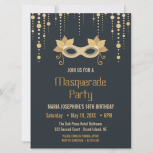 Modern Masquerade Geburtstagsparty Einladung