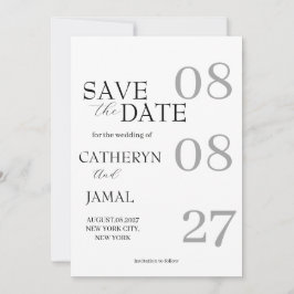 Modern Matte Black Minimalist Save The Date