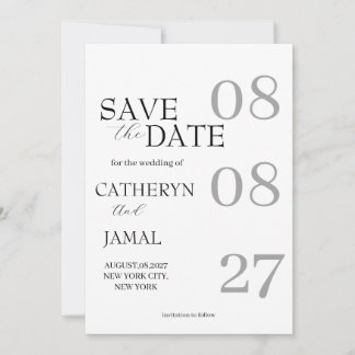 Modern Matte Black Minimalist Save The Date