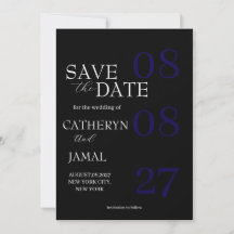 Modern Matte Black Minimalist Save The Date