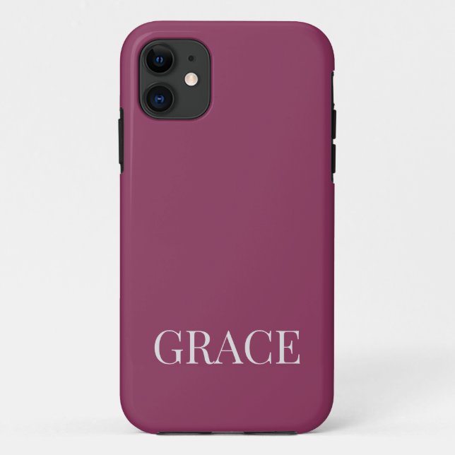 Modern Mauve Berry Personalized Name Custom Case-Mate iPhone Hülle (Rückseite)