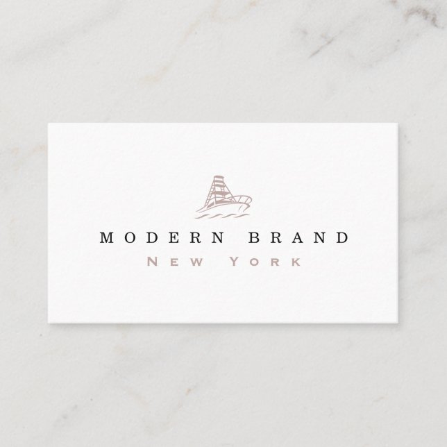 Modern Mauve Black Coastal Boat Brand Visitenkarte (Vorderseite)