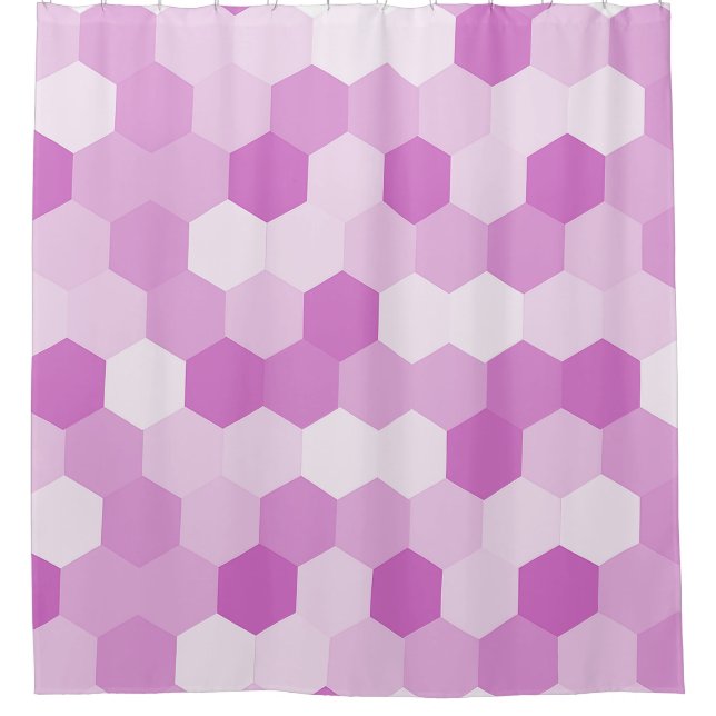 Modern Mauve Hexagonal Geometrisches Muster Duschvorhang (Vorderseite)