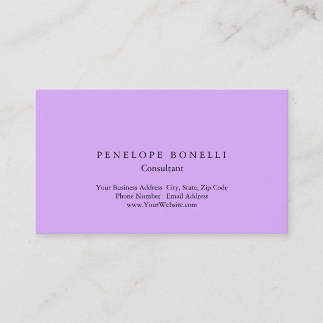 Modern Mauve Mallow Pink Minimalistisch Consultant Visitenkarte (Vorderseite)