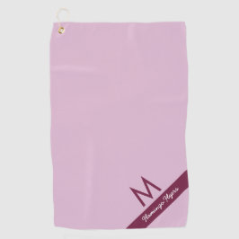 Modern Mauve Pink und Burgundy Monogram & Name Golfhandtuch