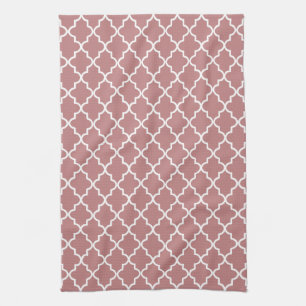 Modern Mauve Rosa und Weiß marokkanische Quartierf Geschirrtuch