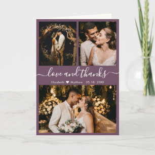 Modern Mauve Wedding 3 Foto Collage Vielen Dank Dankeskarte