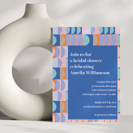 Modern Maximalist Unique Blue Purple Bridal Shower Einladung