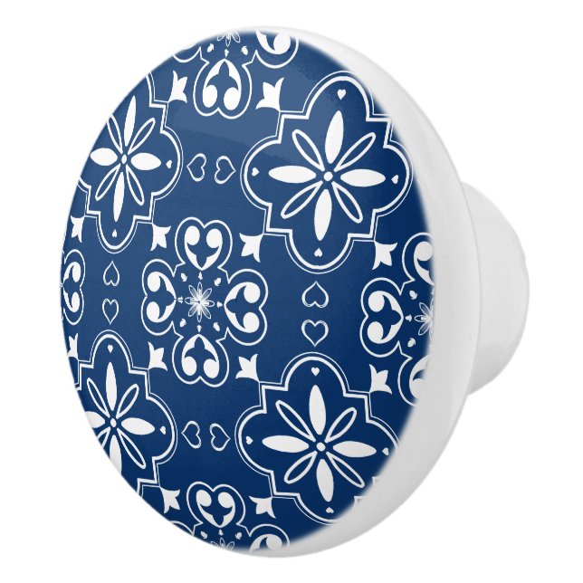 Modern mediterranes portugiesisches Design Blau Keramikknauf (Rechts)