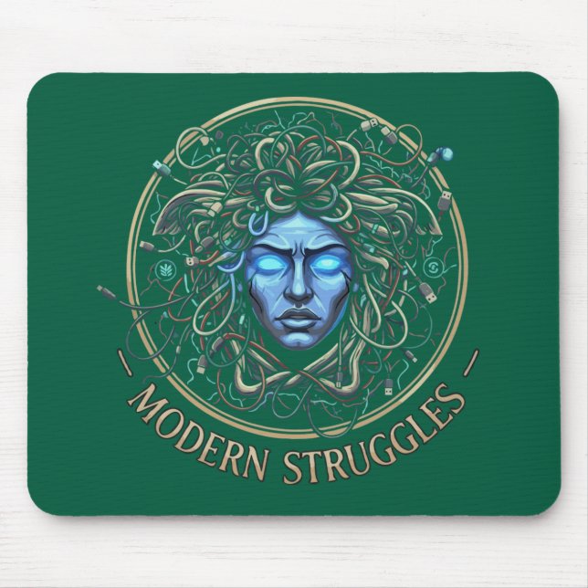 Modern Medusa Tech Struggles - Cyberpunk Greek  Mousepad (Vorne)