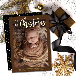 Modern Mein 1. Weihnachtsbaby-Foto Folien Feiertagskarte
