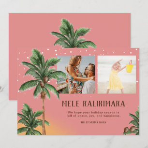 Modern Mele Kalikimaka Hawai Weihnachtspalme Foto Feiertagskarte