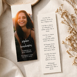 Modern Memorial Beerdigung Gedicht Mini Lesezeiche Visitenkarte