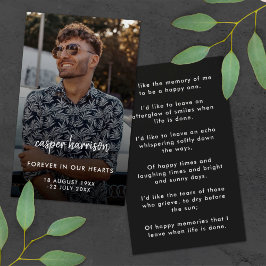 Modern Memorial Foto Beerdigung Gedicht Gebet Kart