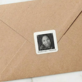 Modern Memorial Photo Funeral Quadratischer Aufkleber