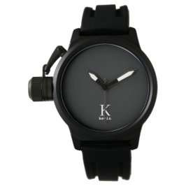 Modern Mensch Monogramm Name Schwarz-weiß personal Armbanduhr