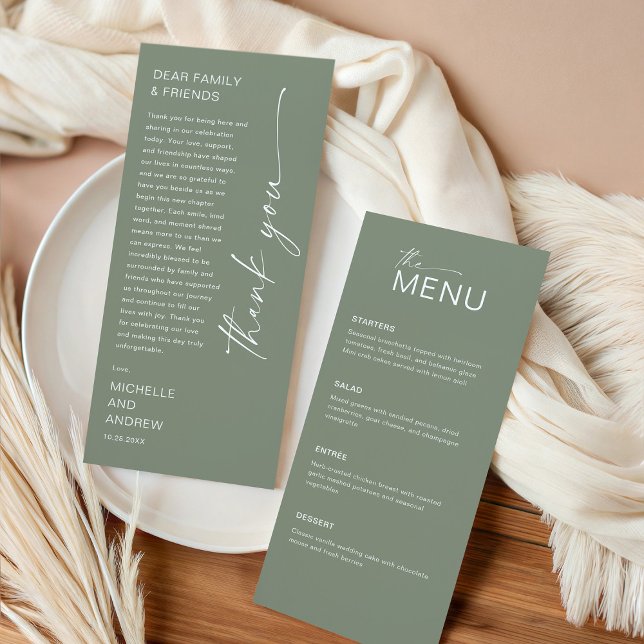 Modern Menu Card and Thank you Message Einladung (Von Creator hochgeladen)