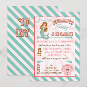 Modern Mermaid Birthday Party Einladung